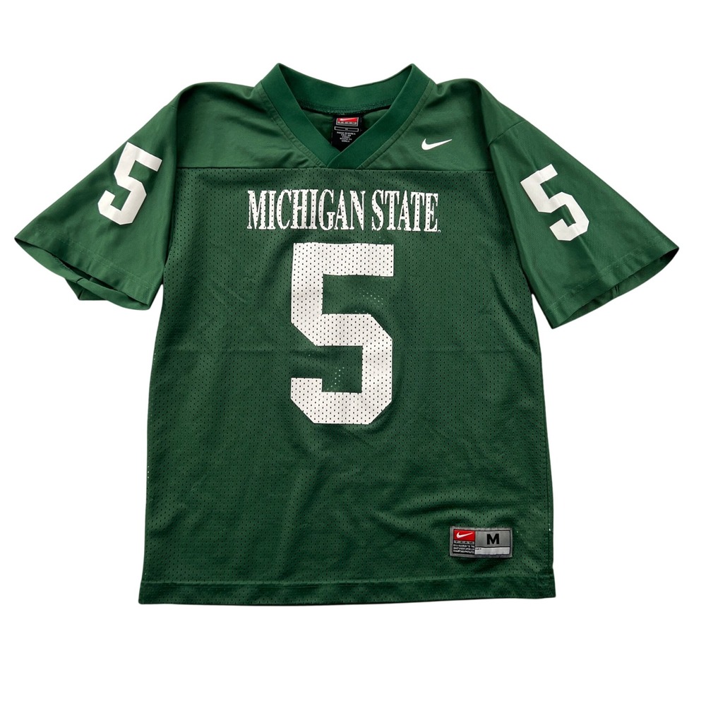 Nike Michigan State Football Jersey Kids M Green #5 Spartans NCAA Gameday Mesh